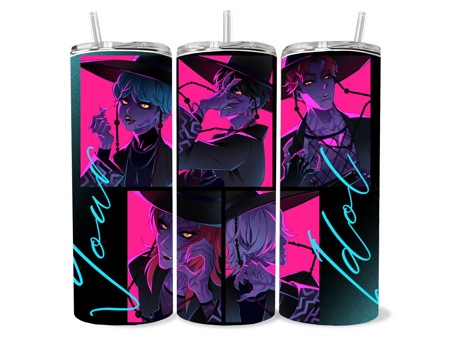 20oz K-pop themed “Your Idol” demon boy band tumbler