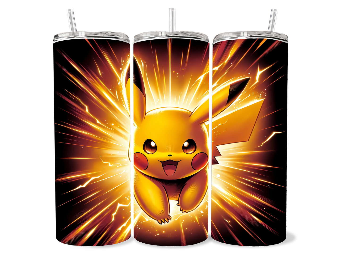Black Lightening Pikachu Pokemon tumbler