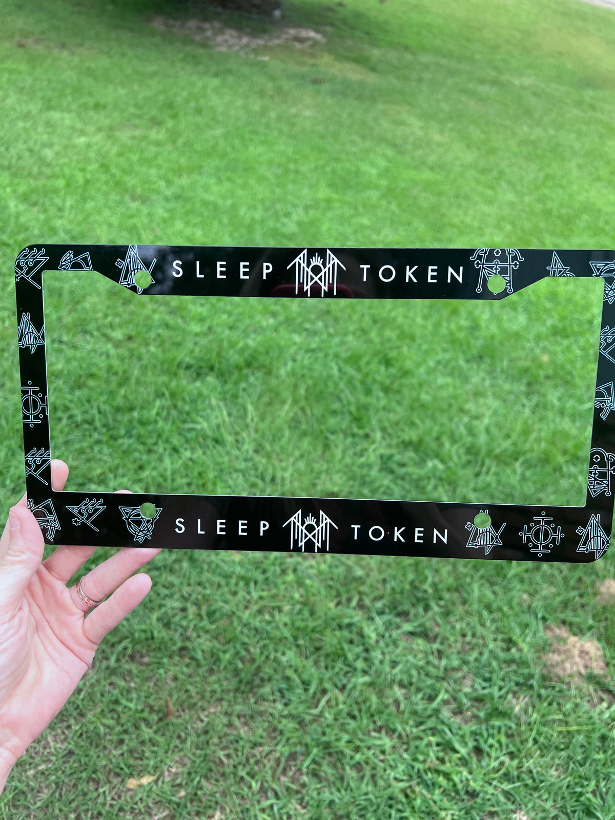 Sleep Token License Plate Frame – Worship Runes & Alternative Metal Car Accessory