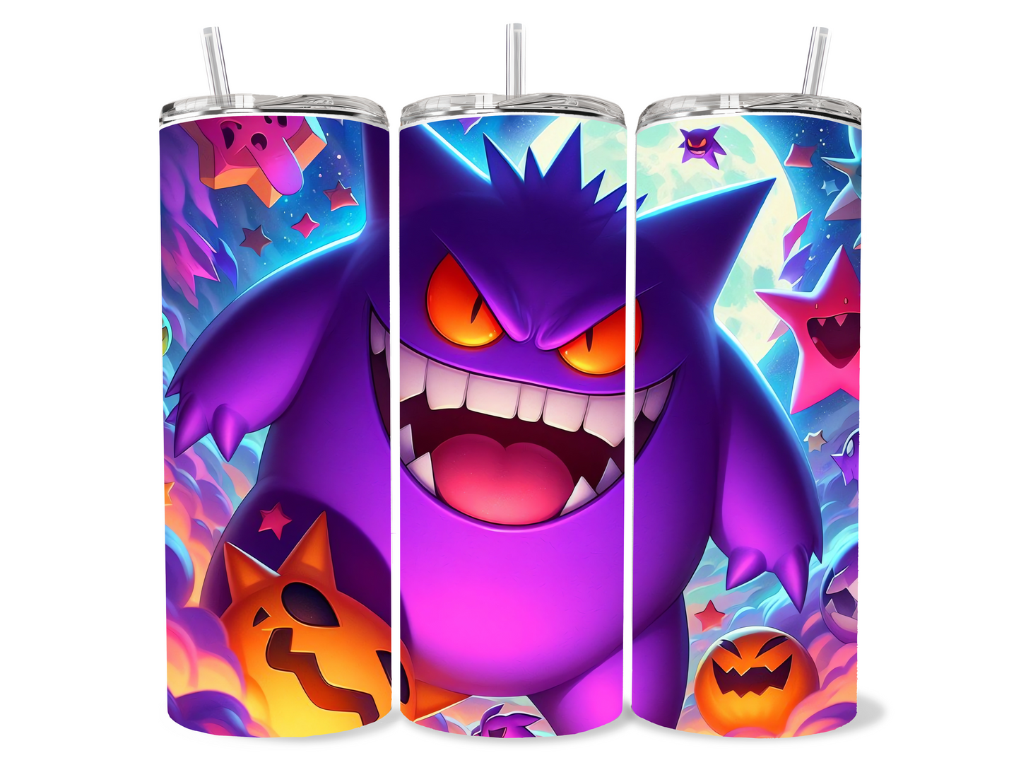 Gengar 20oz bright colored fun Pokemon tumbler