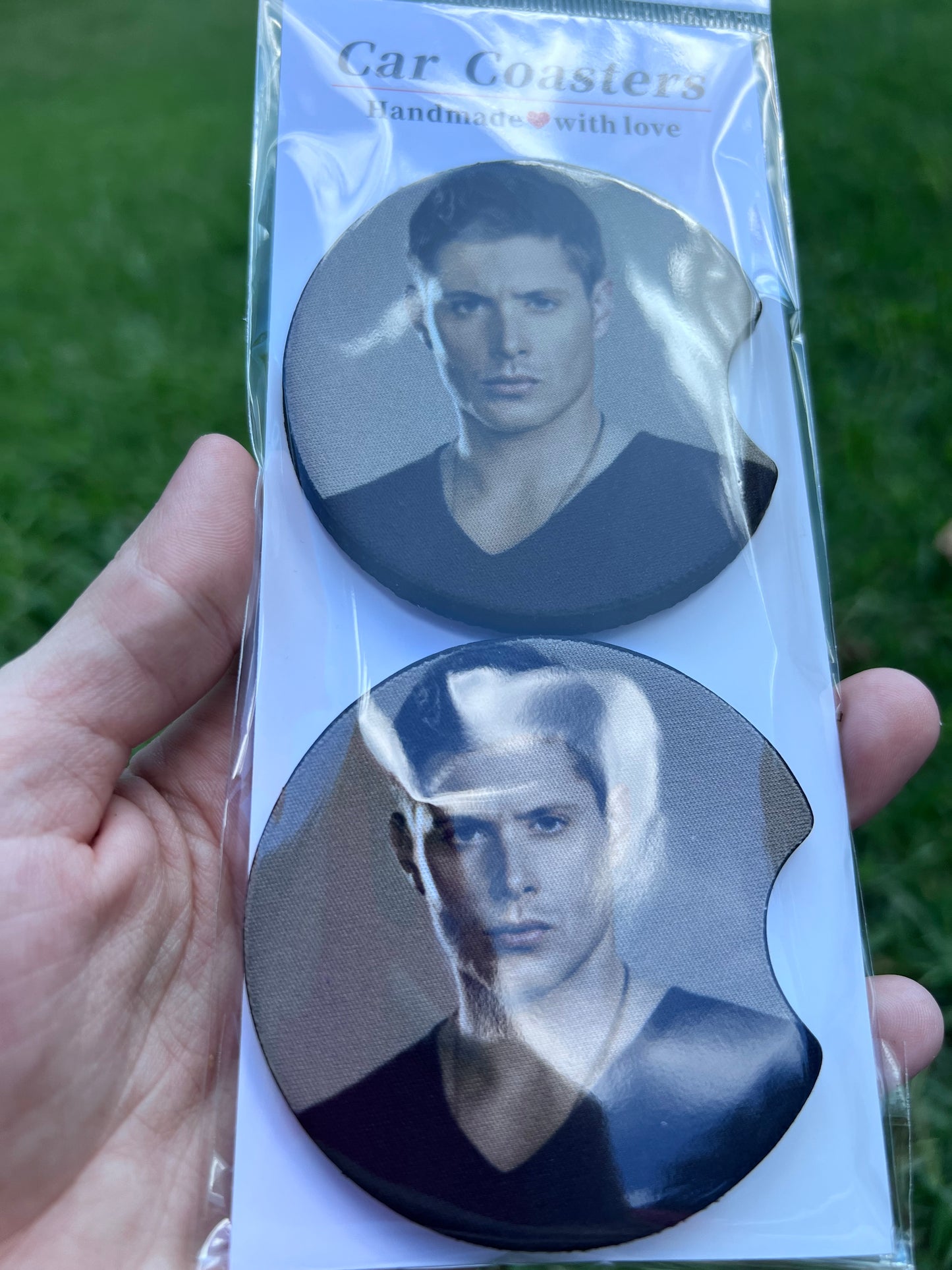 Supernatural Car Coaster Set | Dean Winchester Inspired Car Accessories | TV Show Fan Gift | Absorbent Coasters Set of 2 featuring the design artwork