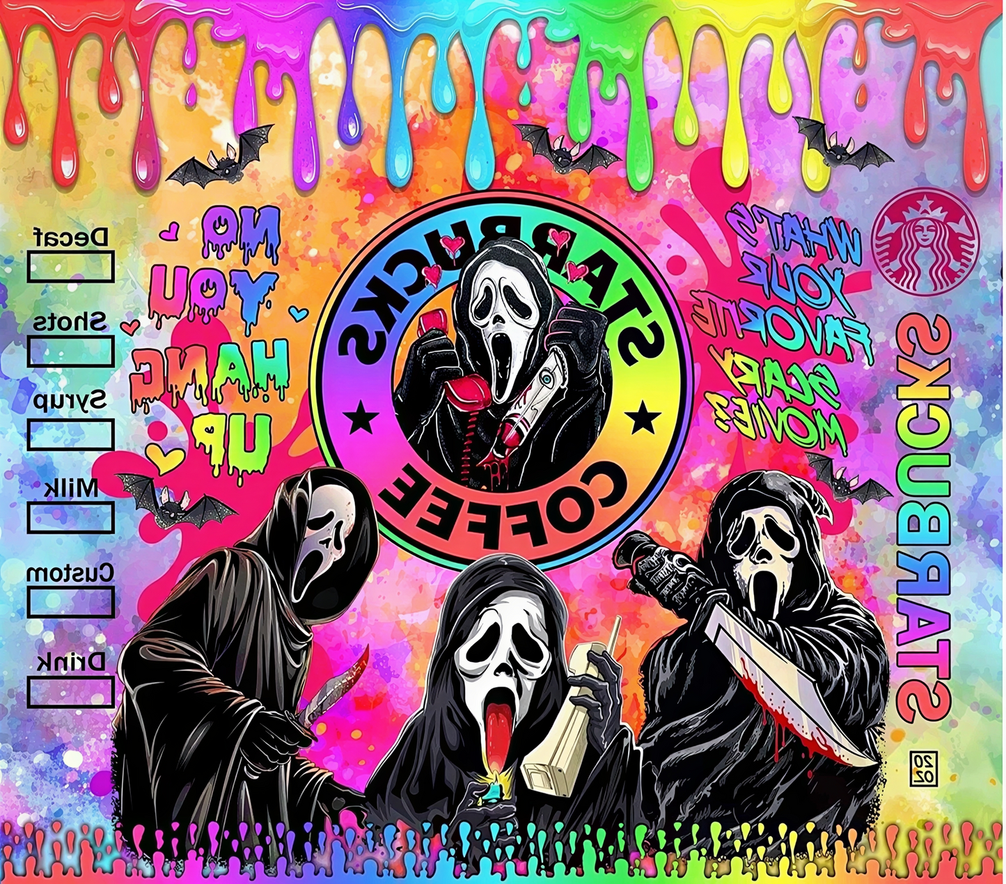Ghostface Starbucks Inspired 20oz Horror Coffee Tumbler Cup