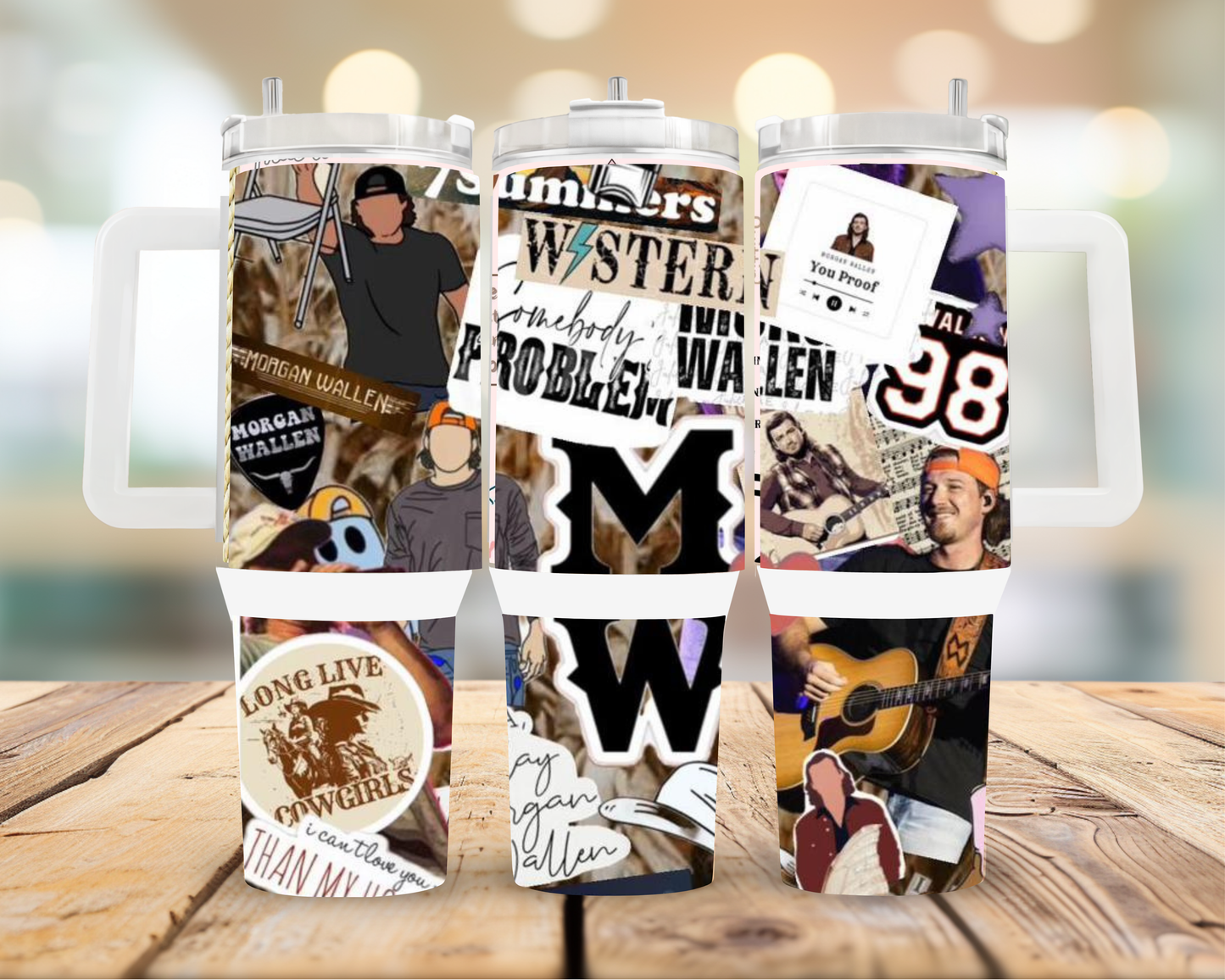 40oz Morgan Wallen Themed Tumbler Cup featuring the design artwork