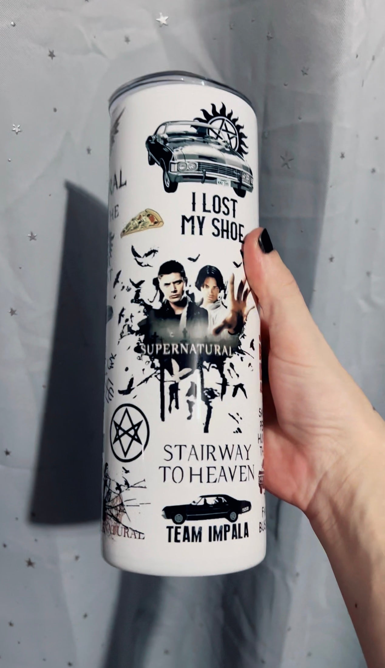 Supernatural Tumbler Cup- double walled stainless steel Dean and Sam Winchester tumbler