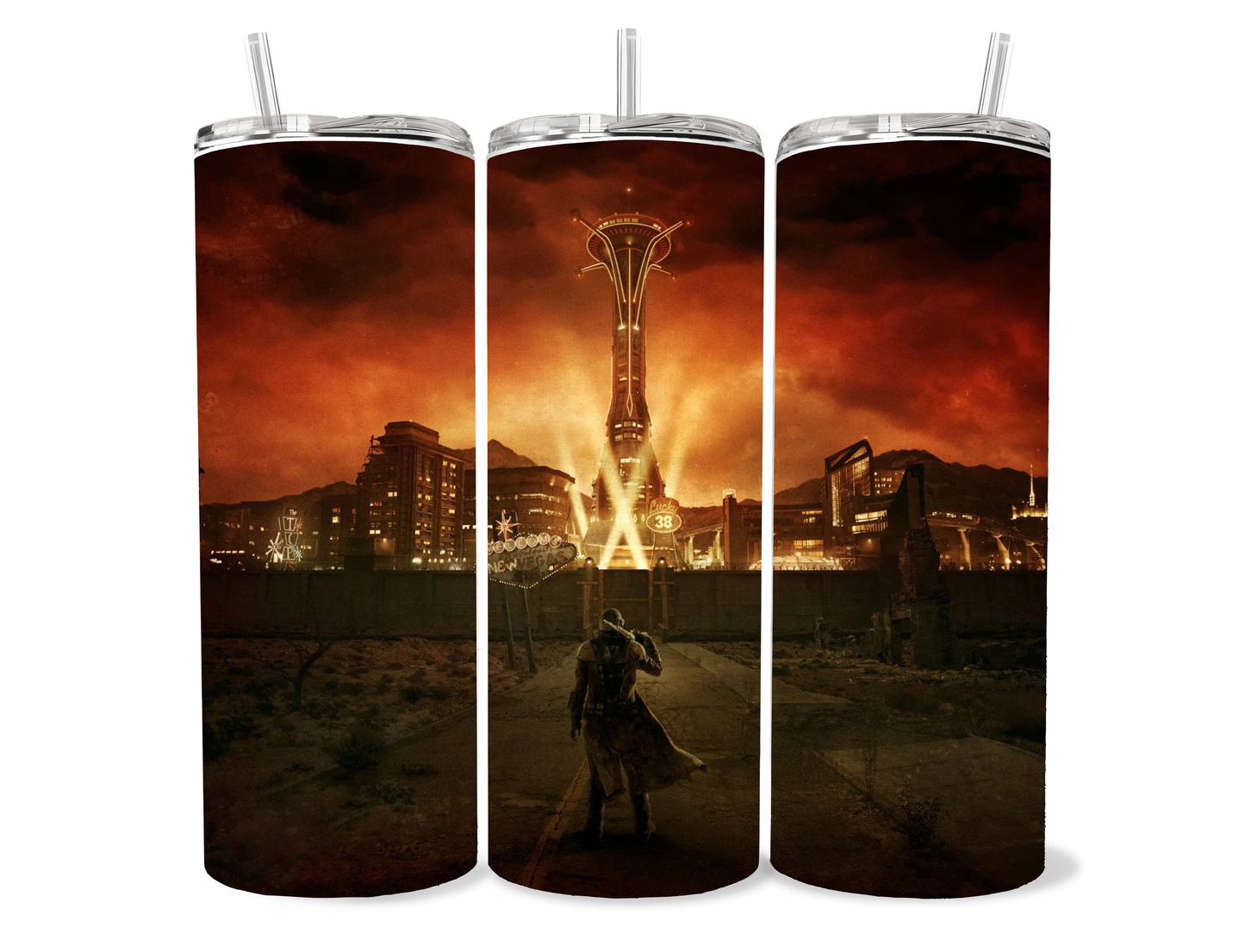 20oz Fallout New Vegas Tumbler featuring fandom-inspired artwork