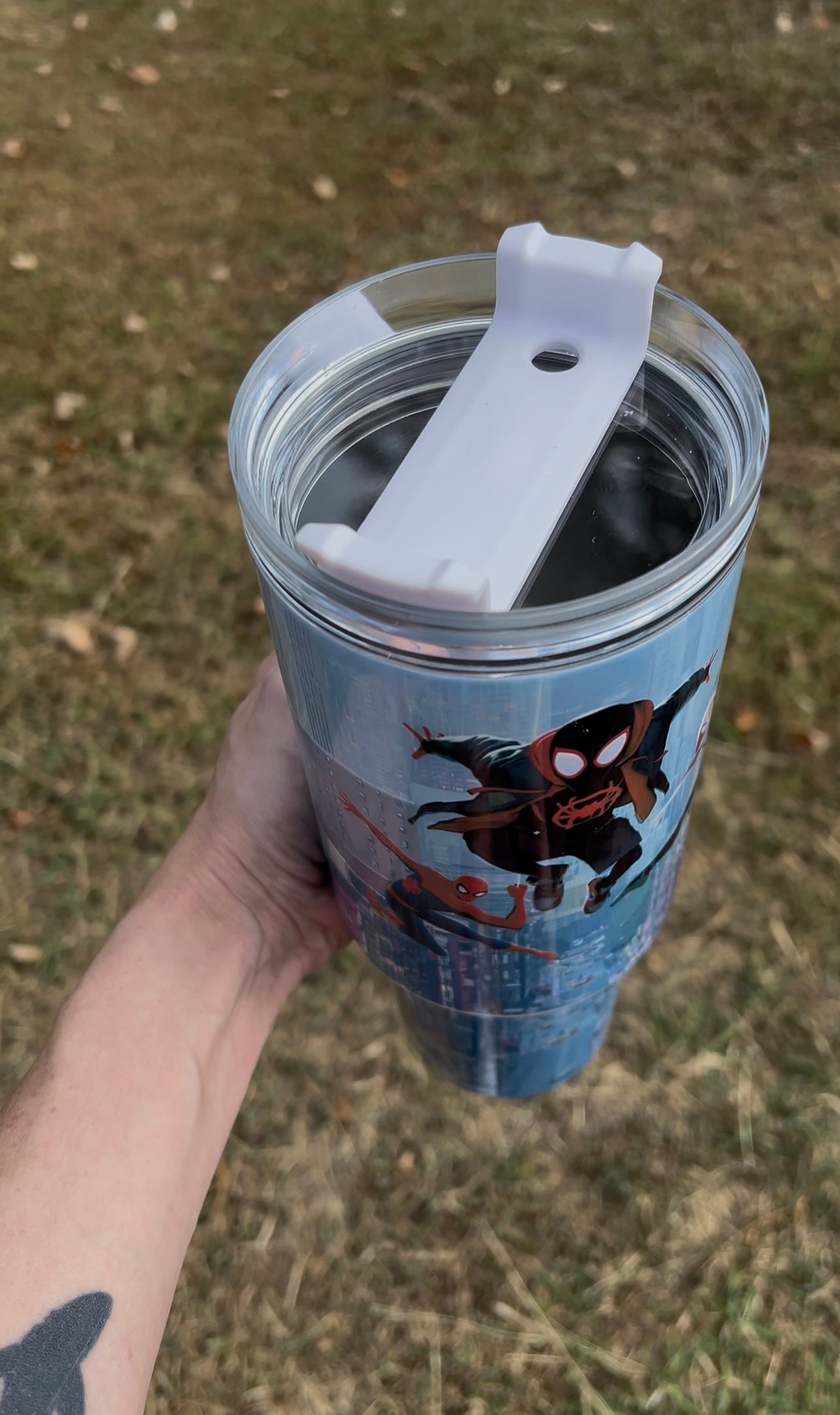 40oz Spidey Versed style tumbler