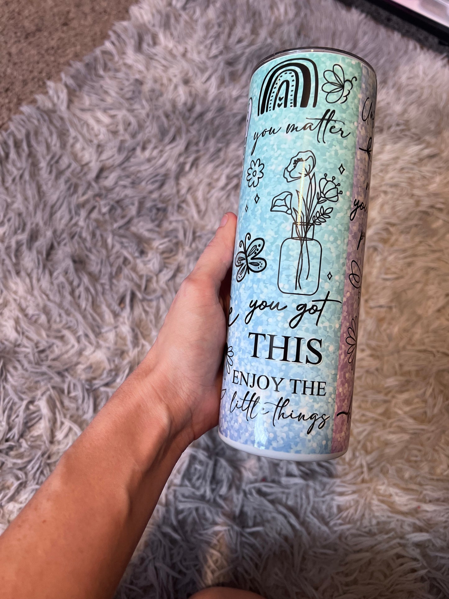 20oz “Just Breathe” Motivational themed stainless steel tumbler cup