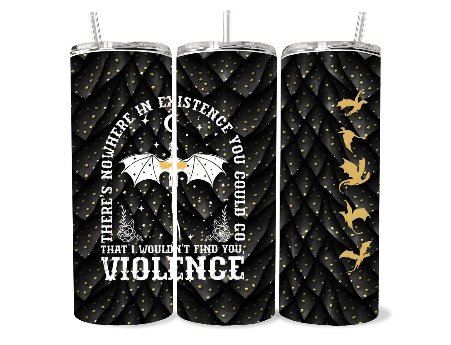 Fourth Wing Inspired Dragon Tumbler | Bookish Fantasy Cup | 20oz Gothic Dragon Quote featuring the design artwork