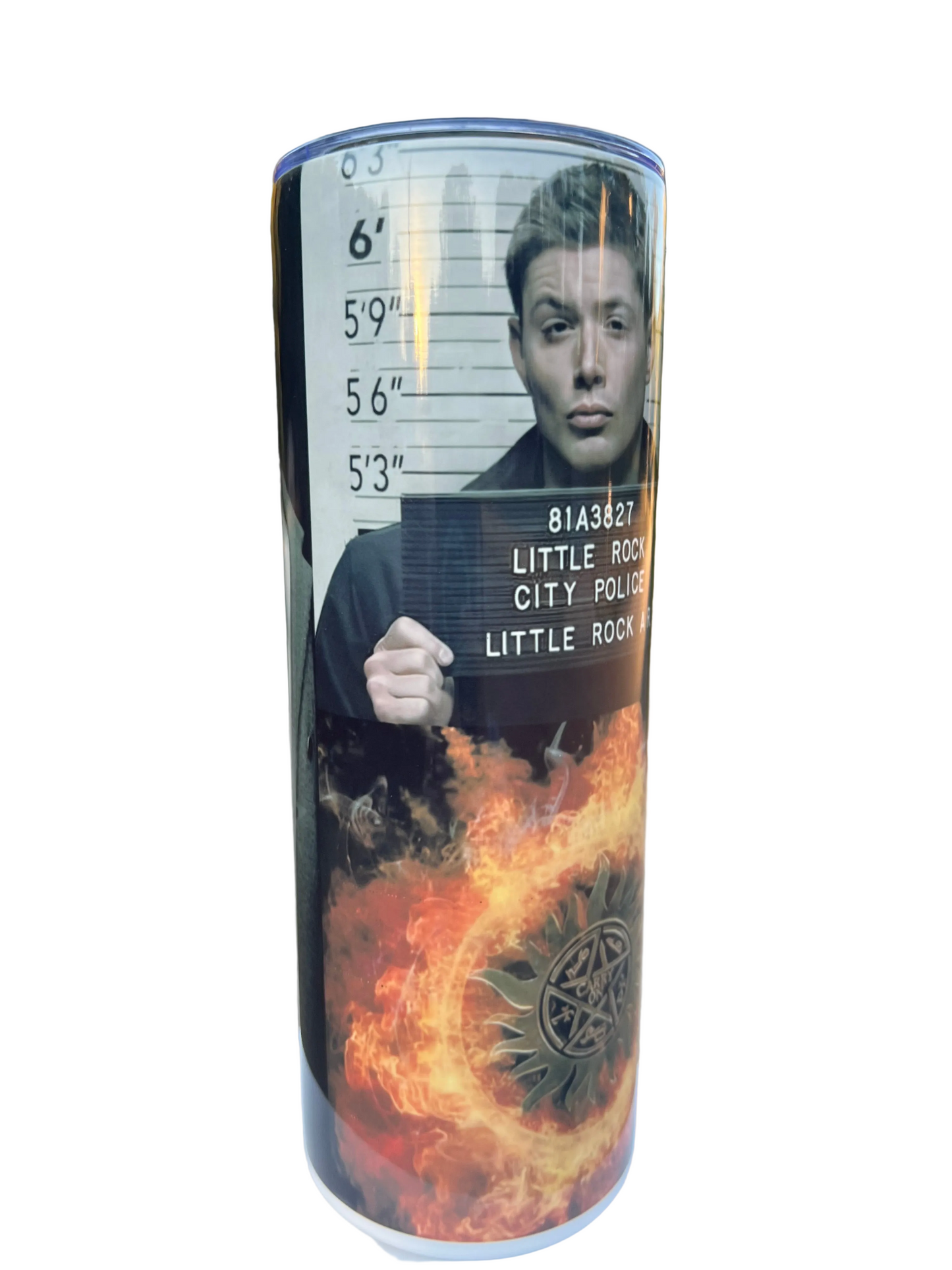 20oz Dean Winchester Tumbler | Supernatural featuring supernatural dean winchester inspired artwork