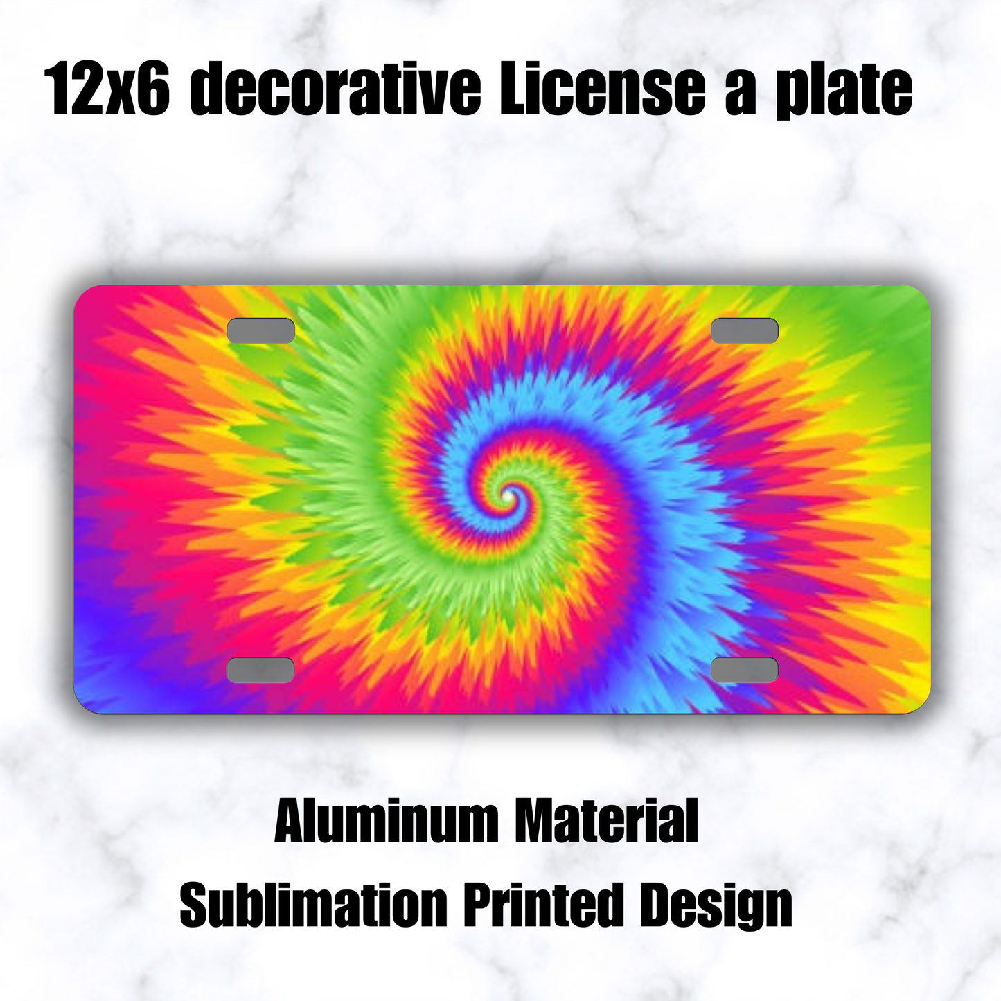 Tye dye license plate