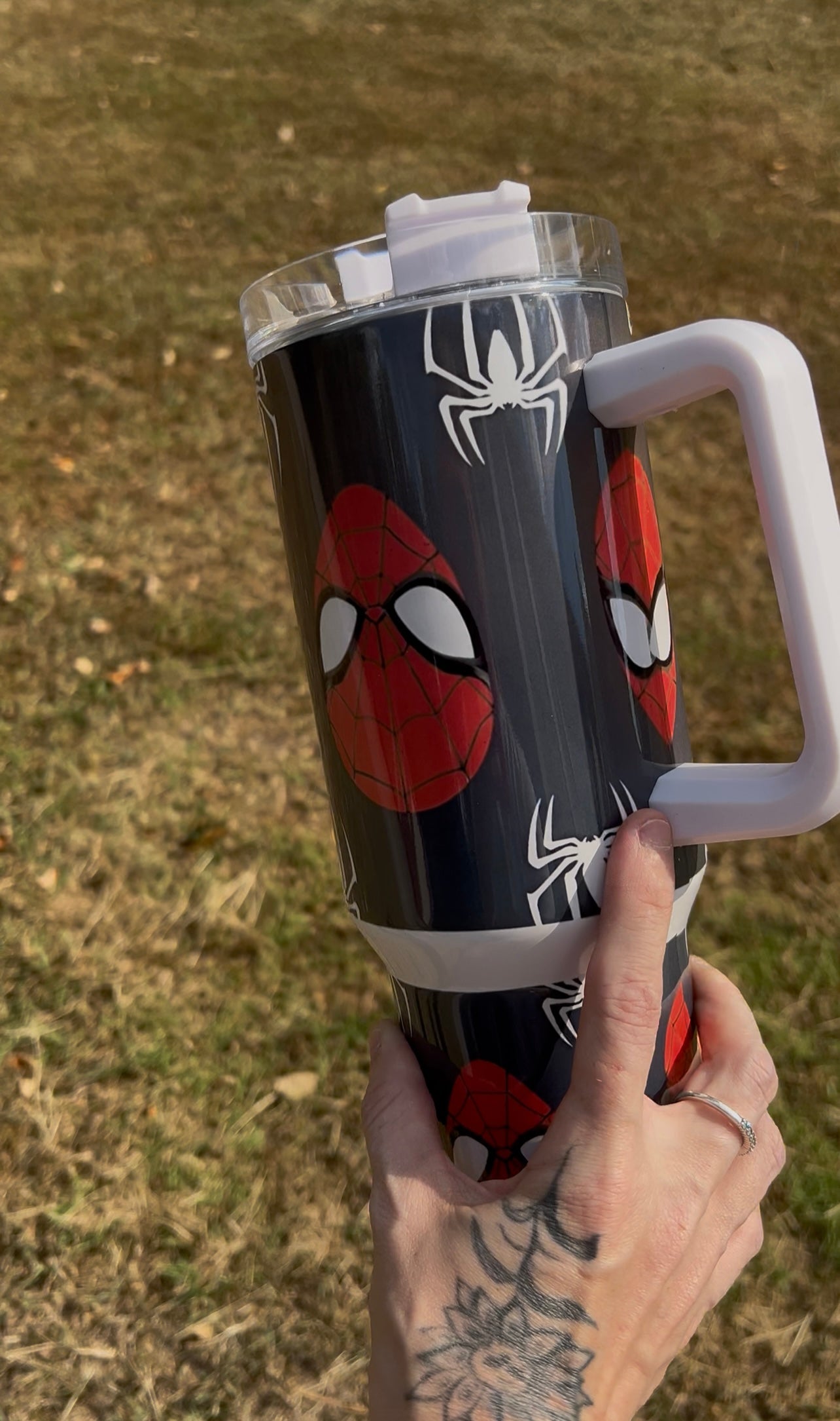 40oz spidey spider style tumbler cup- stainless steel tumbler