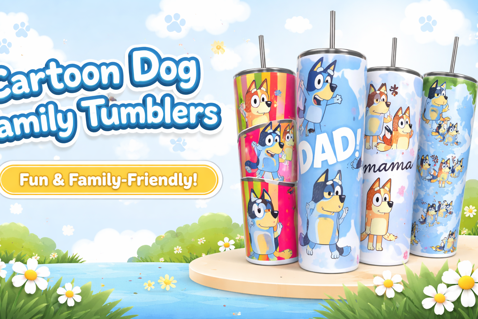 Cartoon Dog Family Tumblers