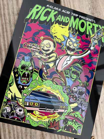 8x10 Rick & Morty Aluminum Sign featuring rick and morty inspired artwork