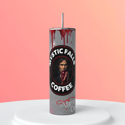 Mystic Falls Coffee Tumbler | Damon Salvatore featuring the themed design