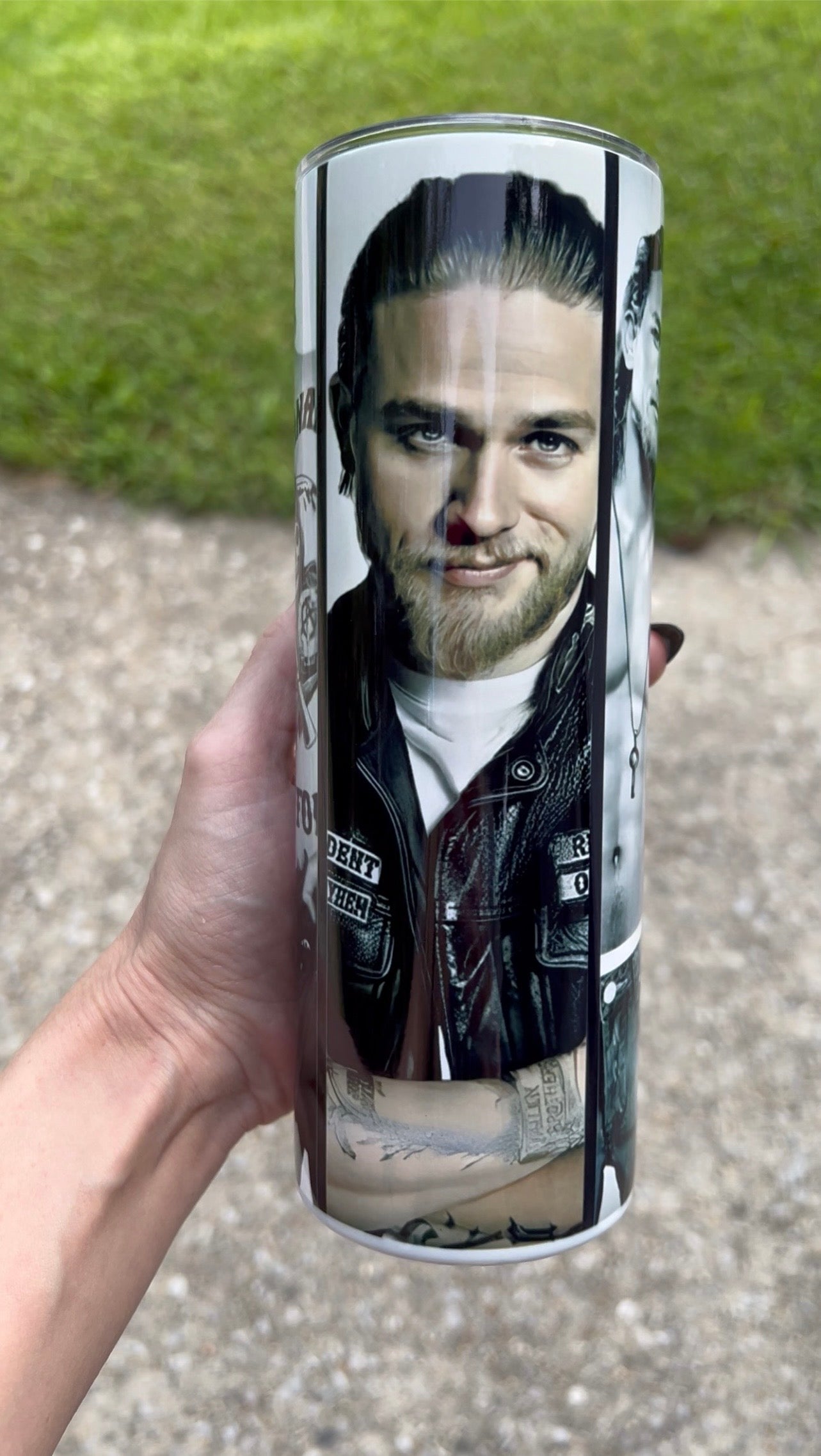 Jax Teller Sons of Anarchy Collage 20oz Skinny Tumbler – SAMCRO Fan Gift featuring the design artwork
