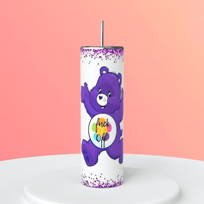 20oz Purple Swear Bear Tumbler featuring swear bears inspired artwork