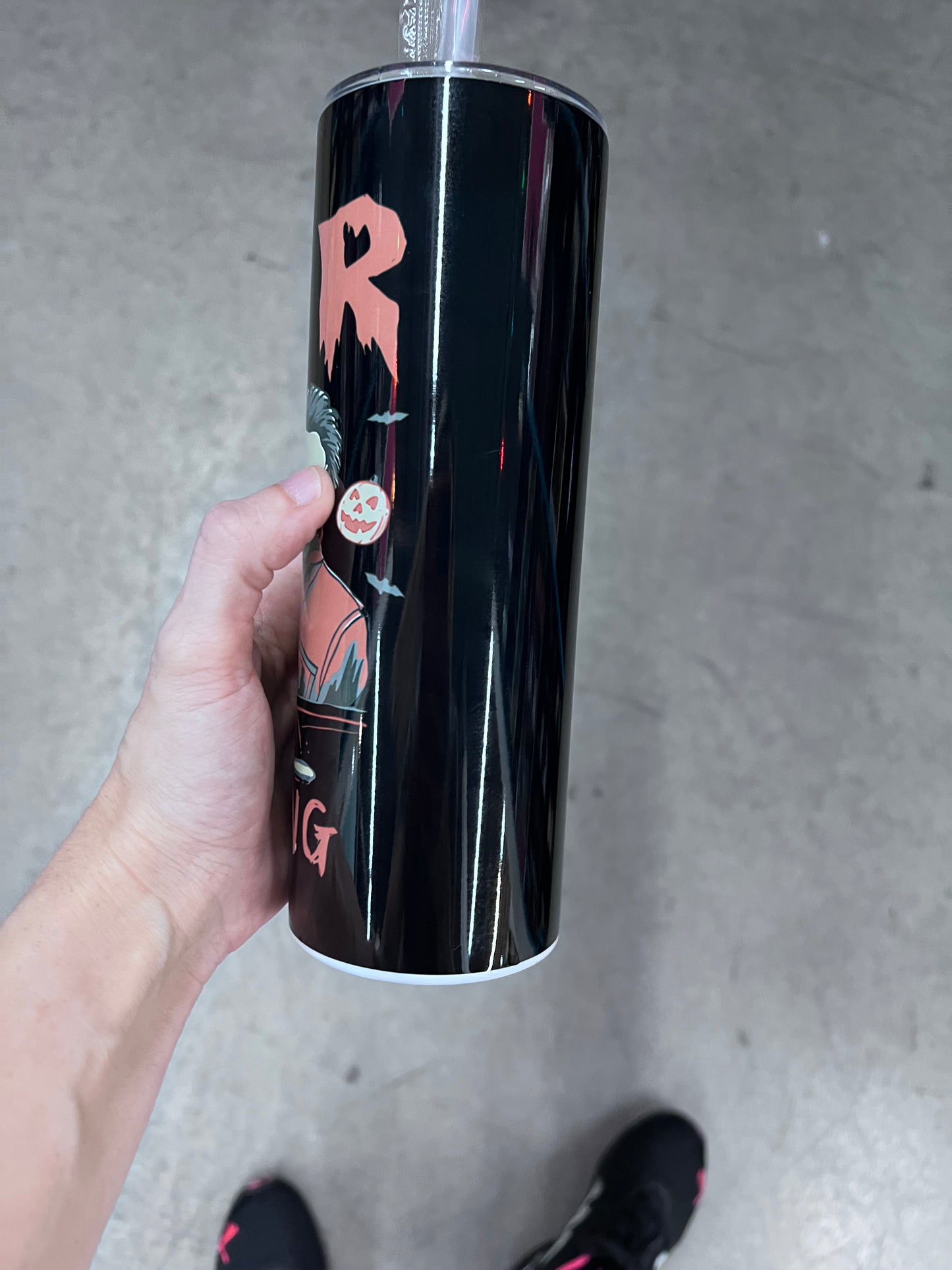 Horror icon carpool tumbler featuring Michael Myers, Jason, and Ghostface
