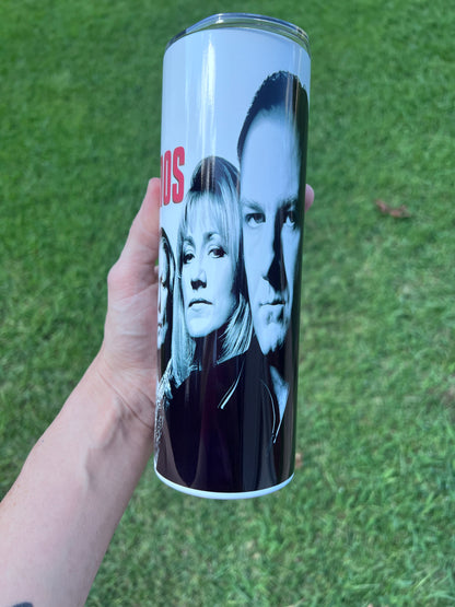 20oz The Sopranos Cast Collage Tumbler featuring the sopranos inspired artwork