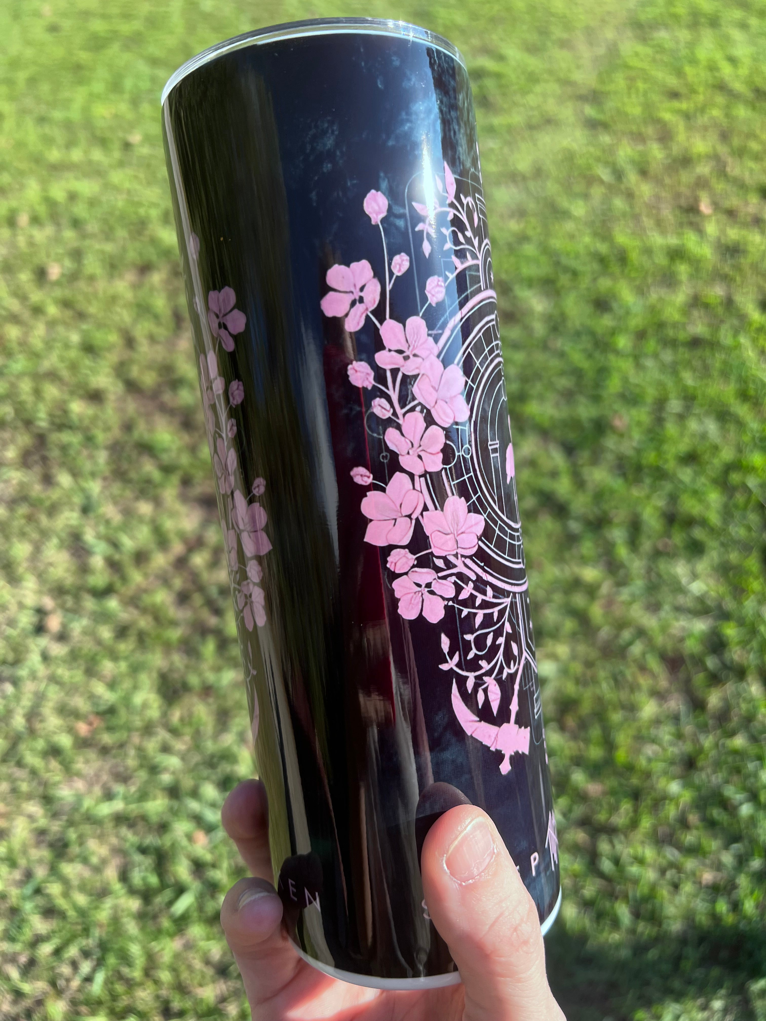 Pink And Black Flamingo/ EIA Token tumbler