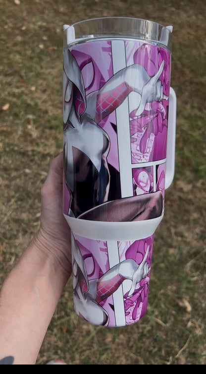 Ghost Spider Inspired 40oz Tumbler featuring the fandom-inspired design