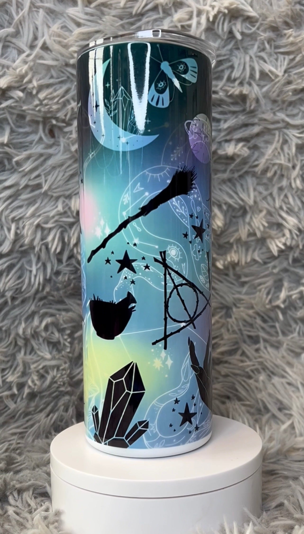 Witchy Woman Aesthetic Tumbler 20oz 🌙 Crystal & Moon Stainless Steel Cup | Mystical Drinkware Gift featuring the design artwork