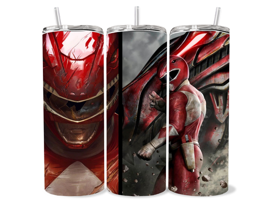 Red Power Ranger tumbler cup - portable double walled stainless steel cup