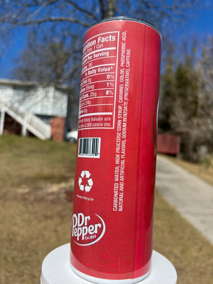 20oz Dr Pepper Tumbler featuring dr pepper inspired artwork