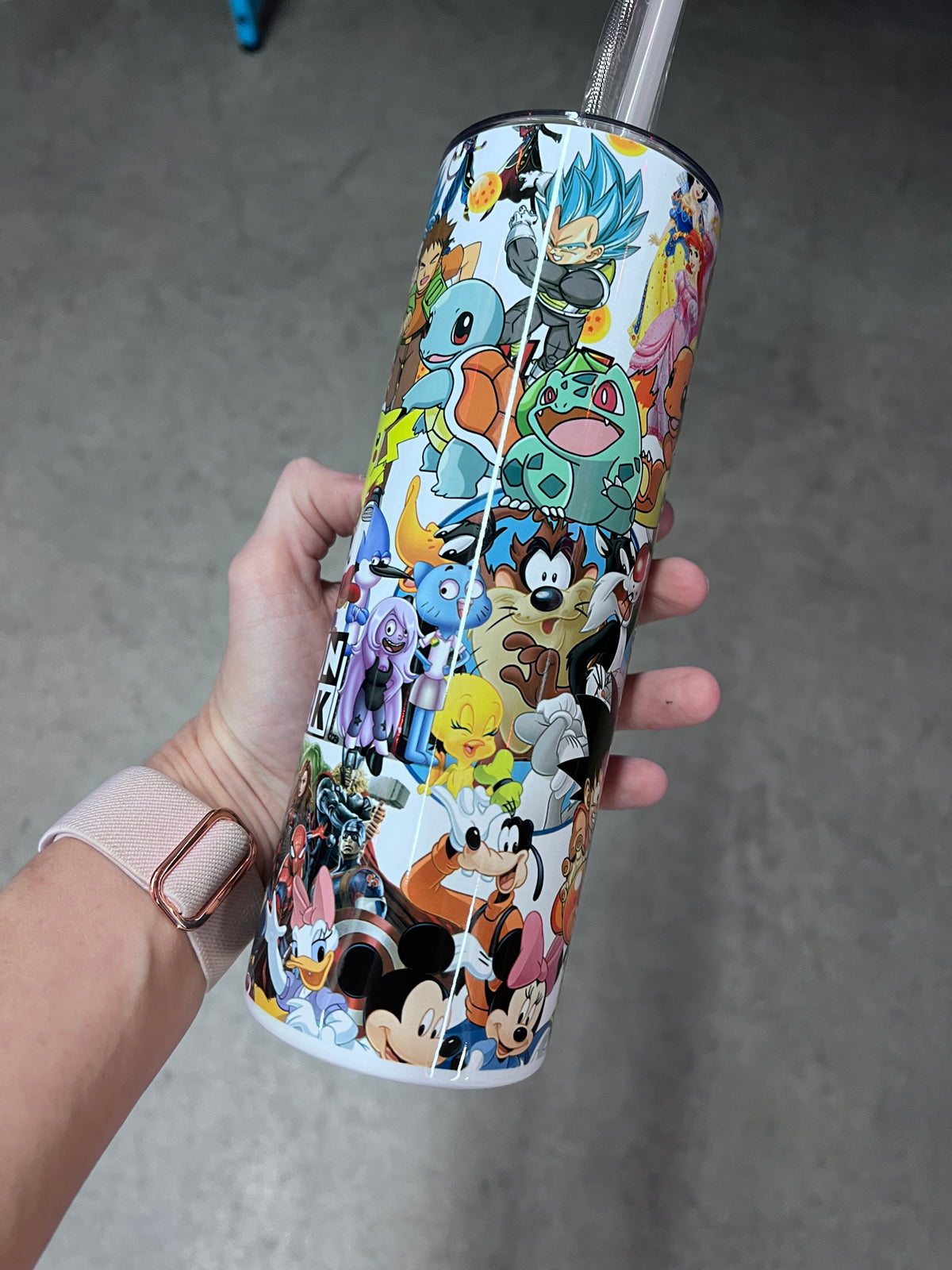 Colorful Cartoon Network nostalgia collage tumbler featuring retro cartoon and anime inspired characters