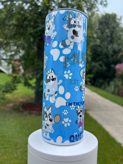 20oz Sassy Bluey Puppy Tumbler | Funny featuring bluey sassy puppy inspired artwork