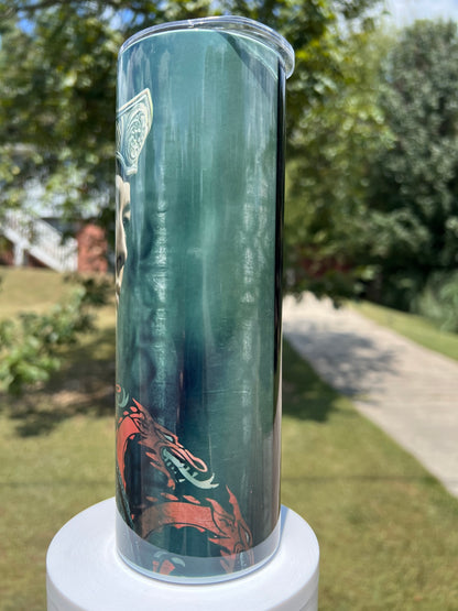 The Black Queen: Rhaenyra Targaryen 20oz Insulated Skinny Tumbler featuring the design artwork