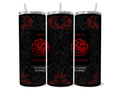 House Targaryen "Be a Dragon" 20oz Skinny Tumbler - Red Sigil & Dark Floral Wrap