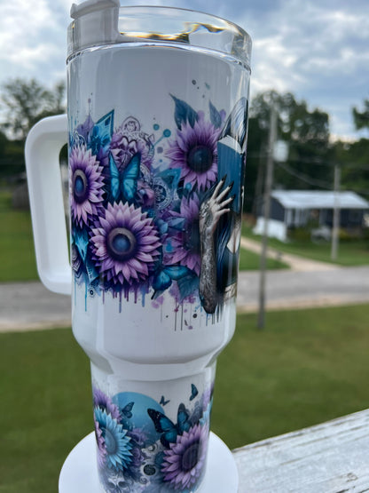 40oz Book Girl Tumbler | Reader featuring book girl reader inspired artwork