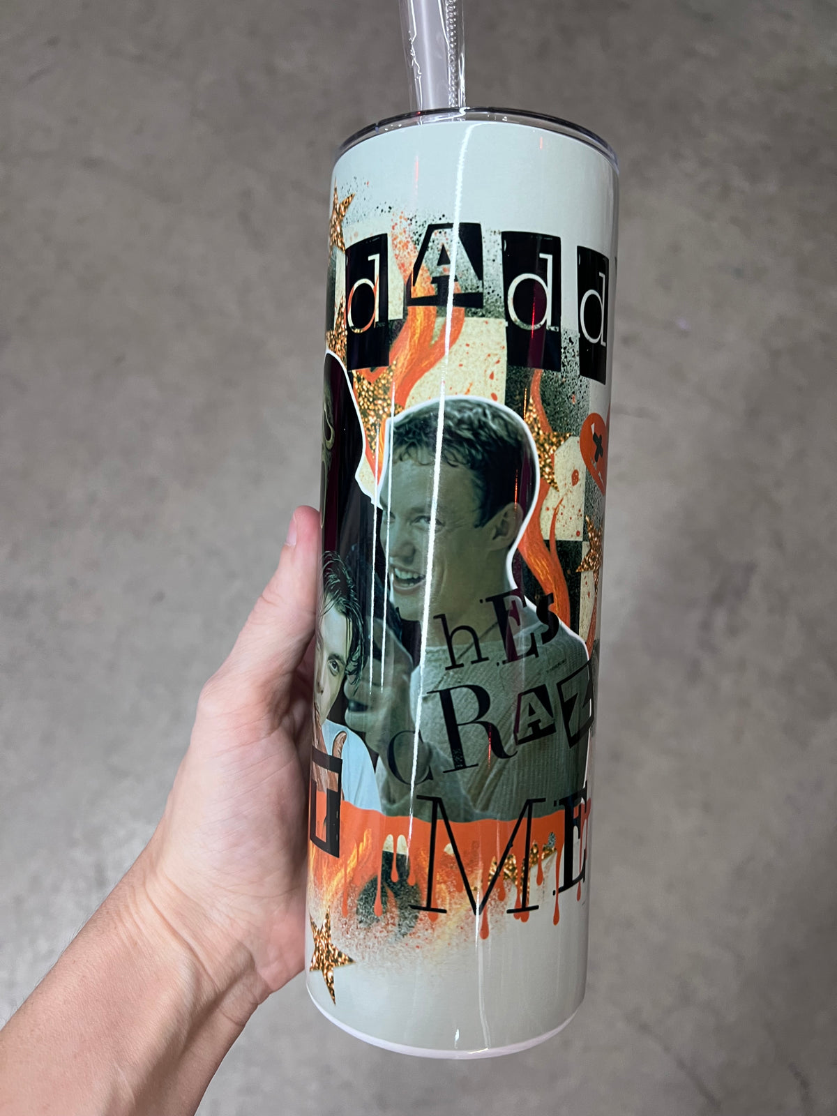 "But Daddy, he loves me " Billy Loomis & Stu Macher Vintage 90s Scream 20oz Skinny Tumbler