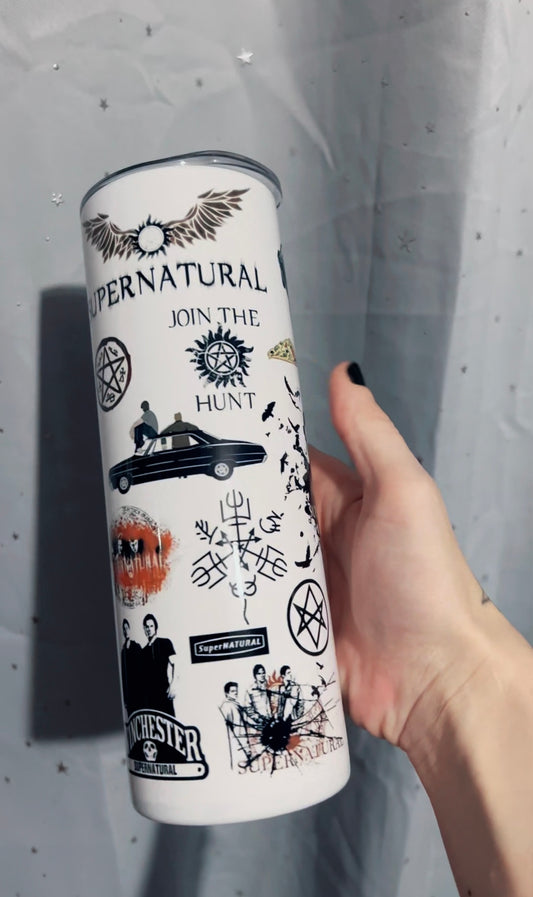 Supernatural Tumbler Cup- double walled stainless steel Dean and Sam Winchester tumbler