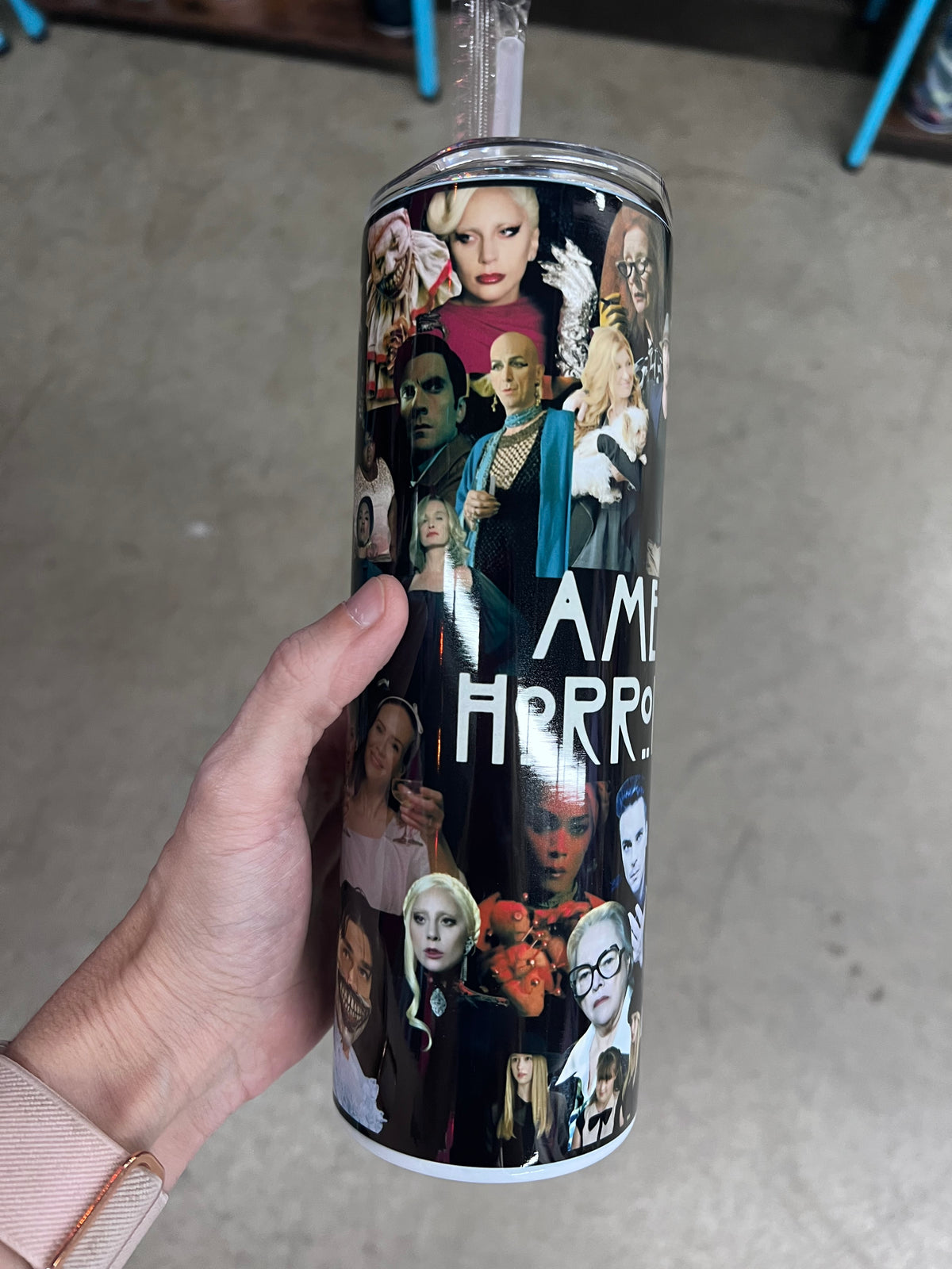 20oz Custom Tumbler | American Horror Story Character Collage | Horror TV Fandom Cup