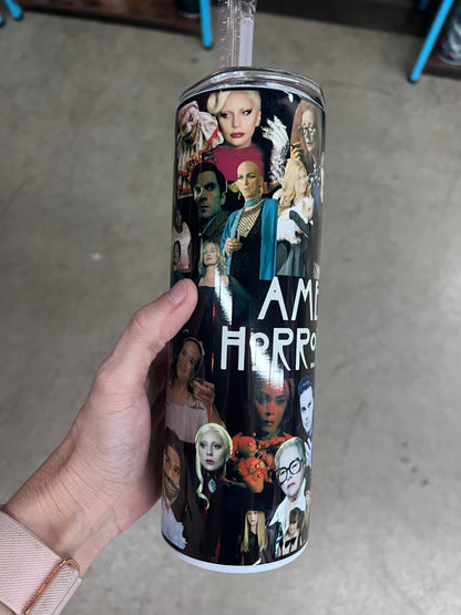 20oz Custom Tumbler | American Horror Story Character Collage | Horror TV Fandom Cup