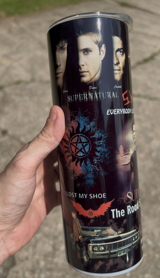 20oz Dean & Sam Winchester Tumbler | Supernatural featuring supernatural dean and sam inspired artwork