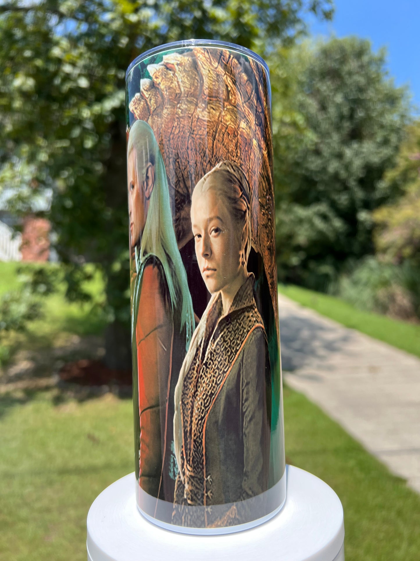 Daemon & Rhaenyra Targaryen Tumbler 20oz – Rogue Prince & Black Queen House of the Dragon Cup featuring the design artwork