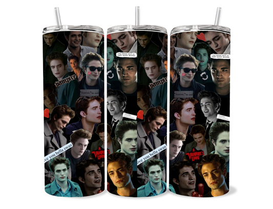 Edward Cullen Collage 20oz Tumbler featuring the fandom-inspired design