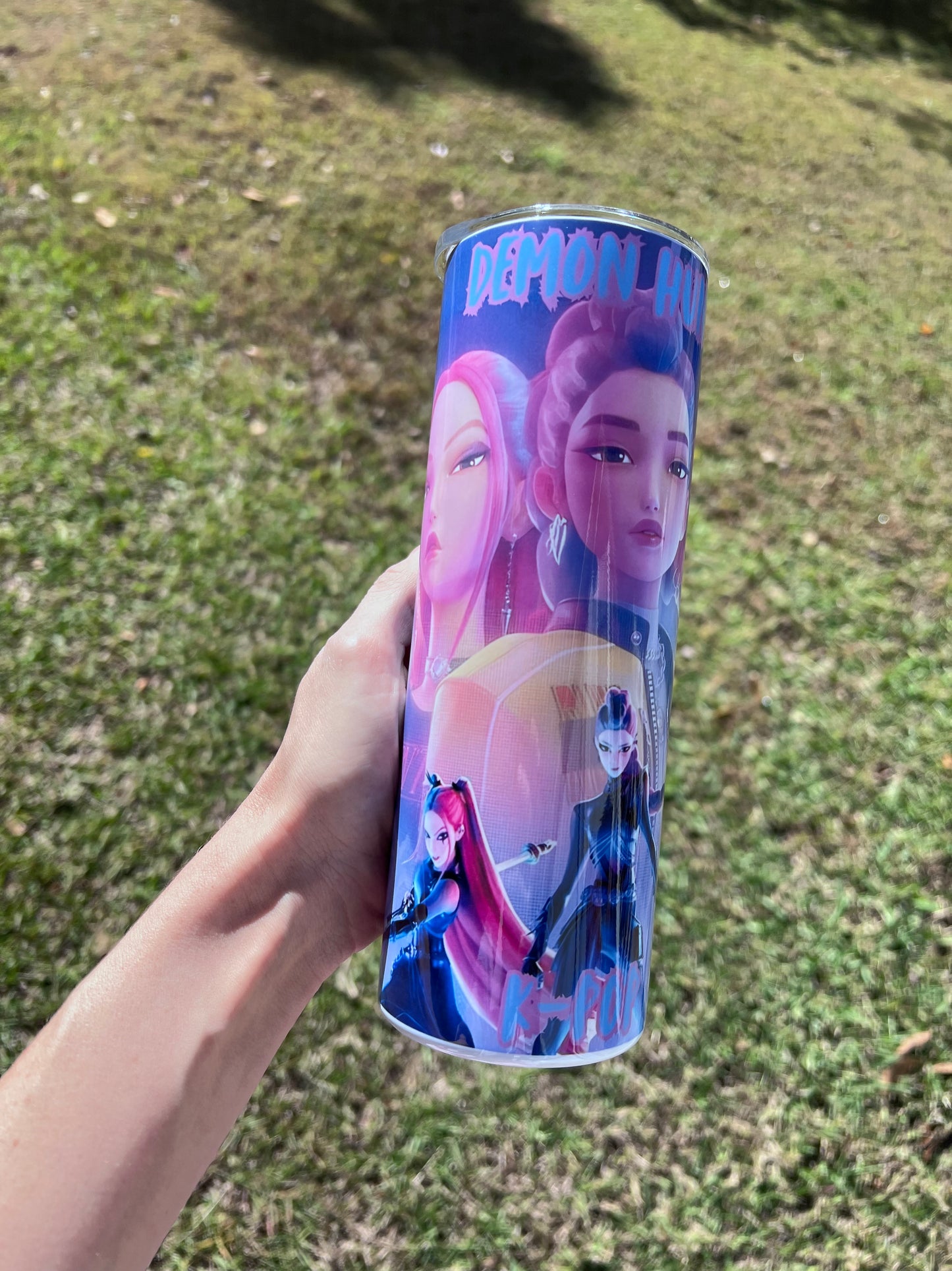 20oz K-Pop Demon Hunters Girl Group Tumbler | Neon featuring k-pop demon hunters inspired artwork