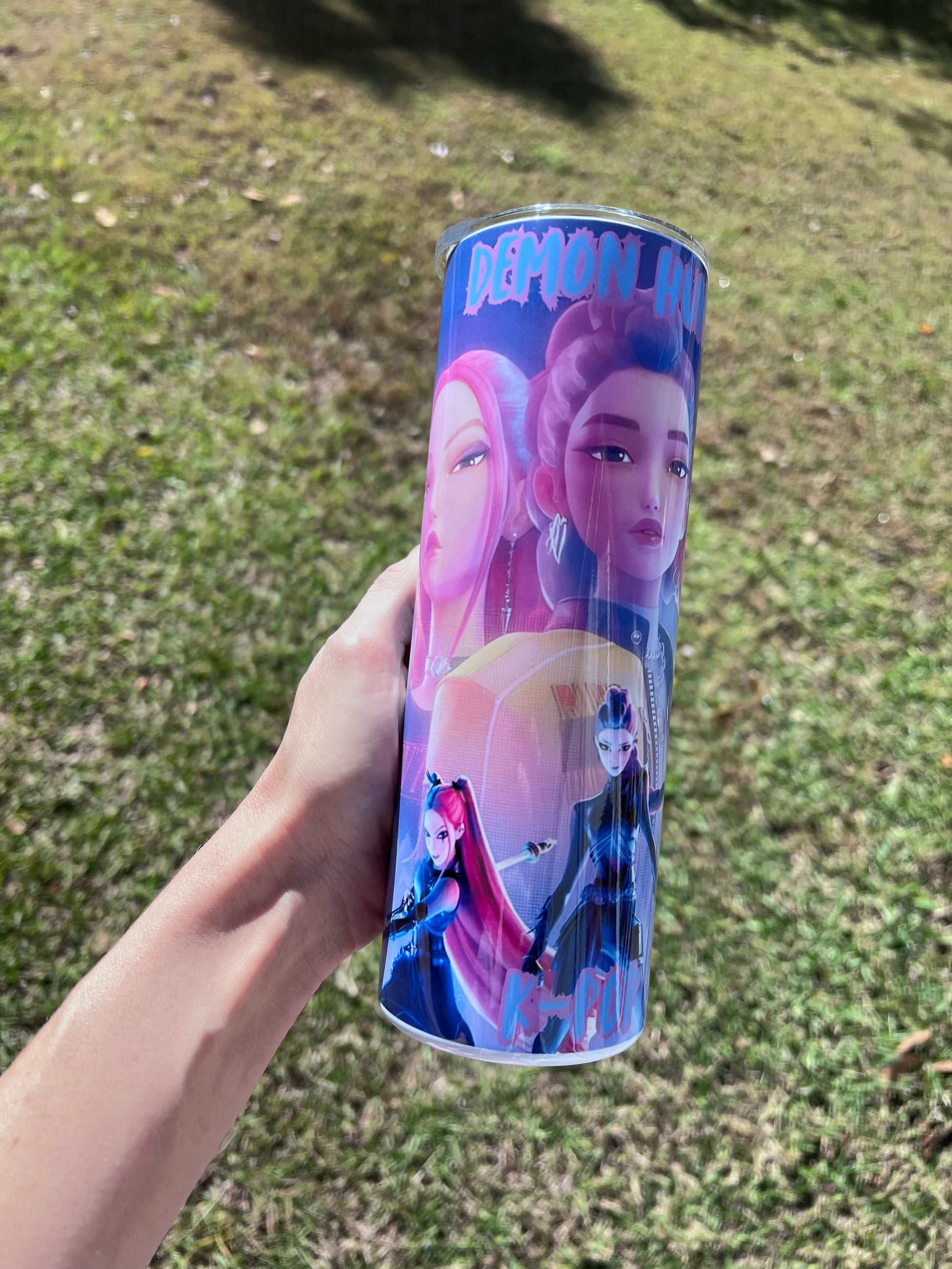 20oz K-Pop Demon Hunters Girl Group Tumbler | Neon featuring k-pop demon hunters inspired artwork