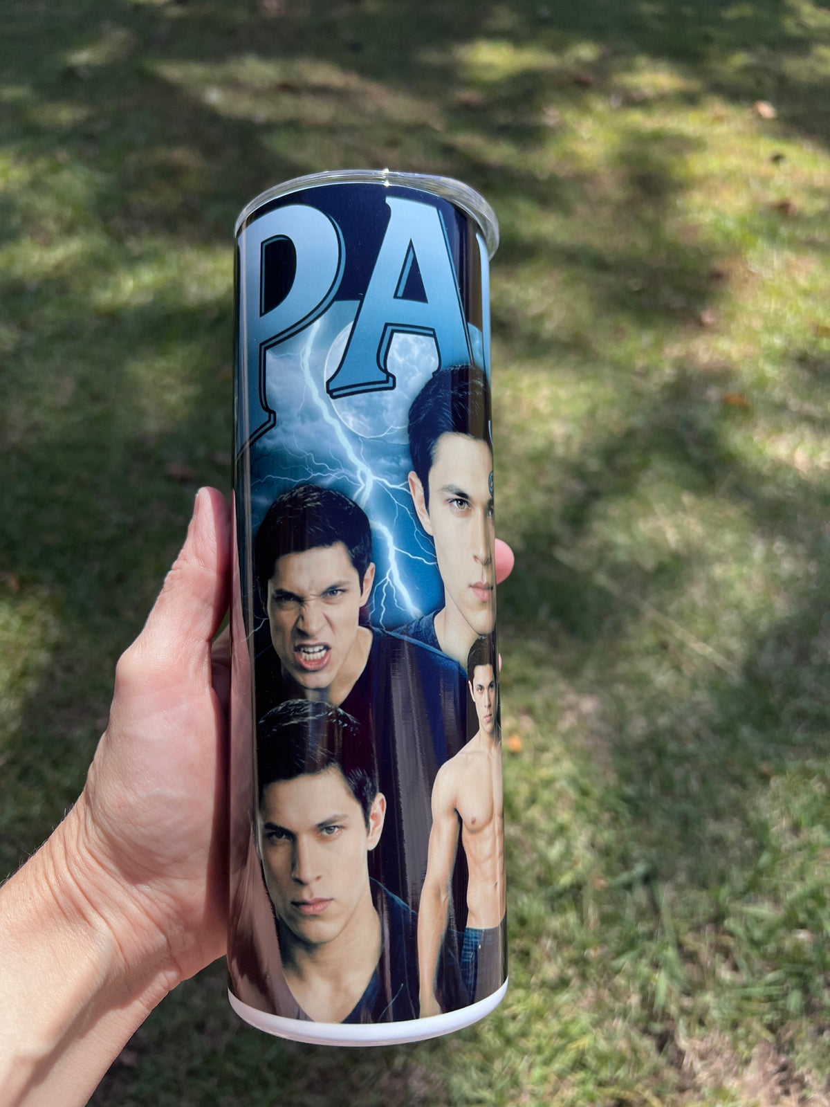 Twilight Alex Meraz Paul Lahote 90s rap tee style lightning design insulated travel mug.⁠