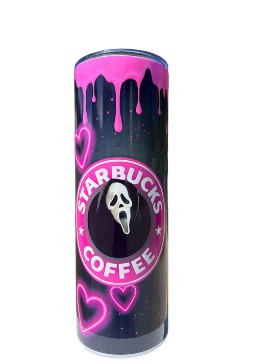 20oz Ghostface & Billy Loomis Tumbler | Scream featuring scream ghostface billy loomis inspired artwork