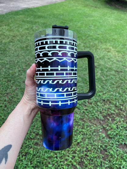 "F This " Galaxy Geometric Custom 40oz Handled Tumbler | Sarcastic Hidden Message Travel Mug