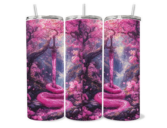 Serpent and Sword Pink Design Tumbler