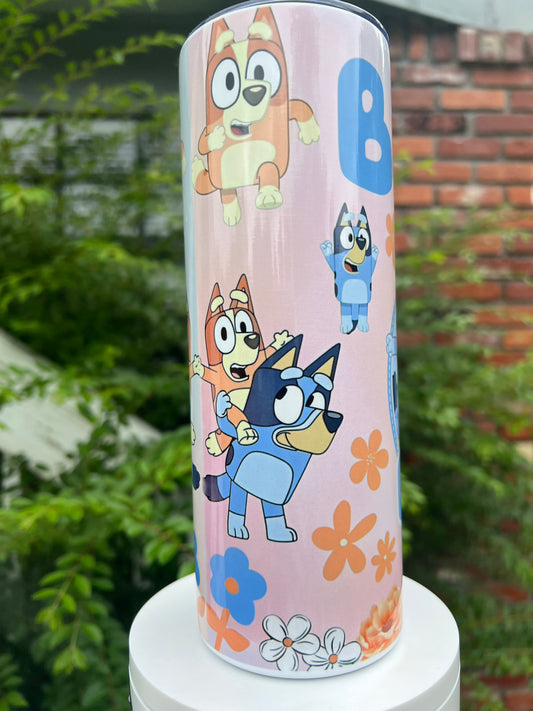 20oz Bluey Tumbler | Cute Cartoon Dog featuring bluey cartoon dog inspired artwork