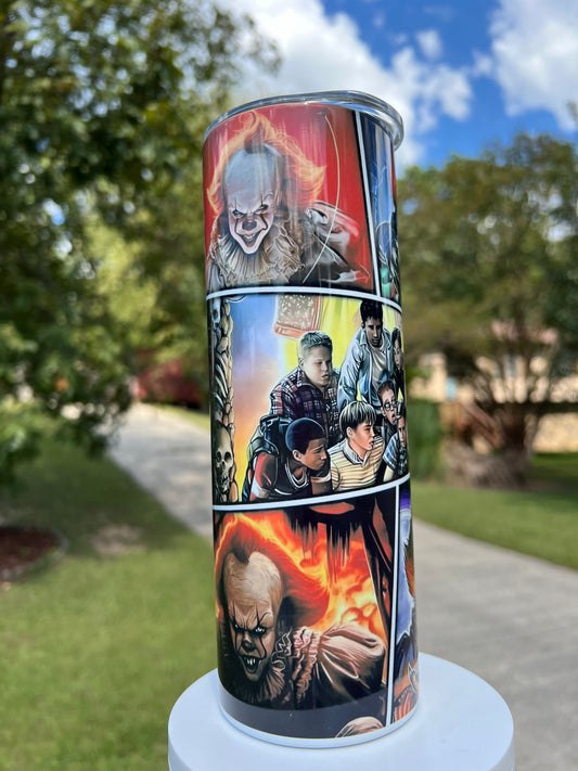 20oz Pennywise IT Movie Tumbler featuring the themed design