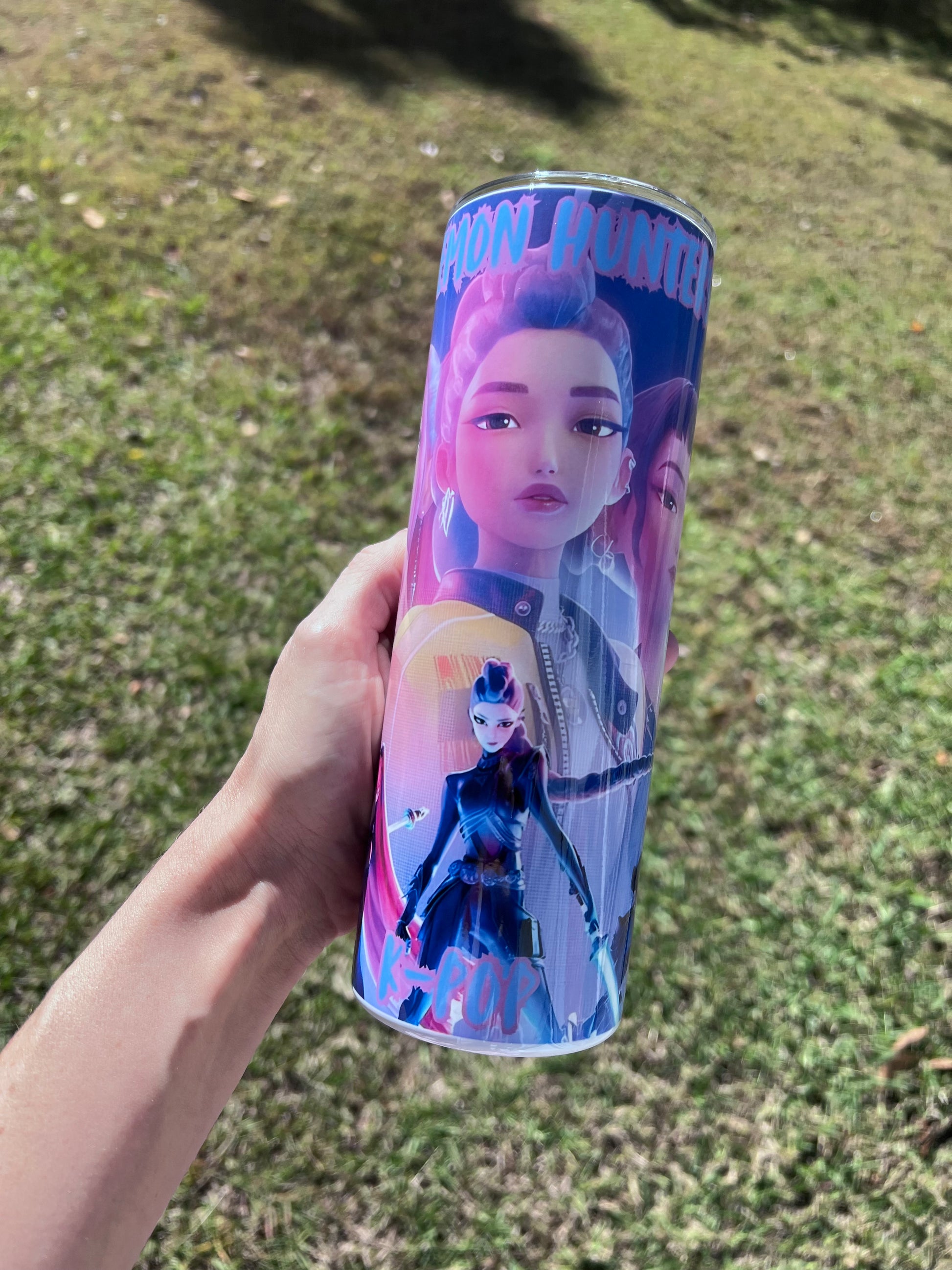 20oz K-Pop Demon Hunters Girl Group Tumbler | Neon featuring k-pop demon hunters inspired artwork