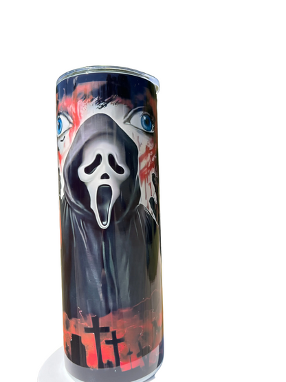20oz Ghostface Woodsboro Tumbler | Scream featuring scream ghostface woodsboro inspired artwork