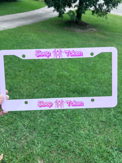 Sleep Token Barbie Pink License Plate Frame | Metalcore Car Accessories